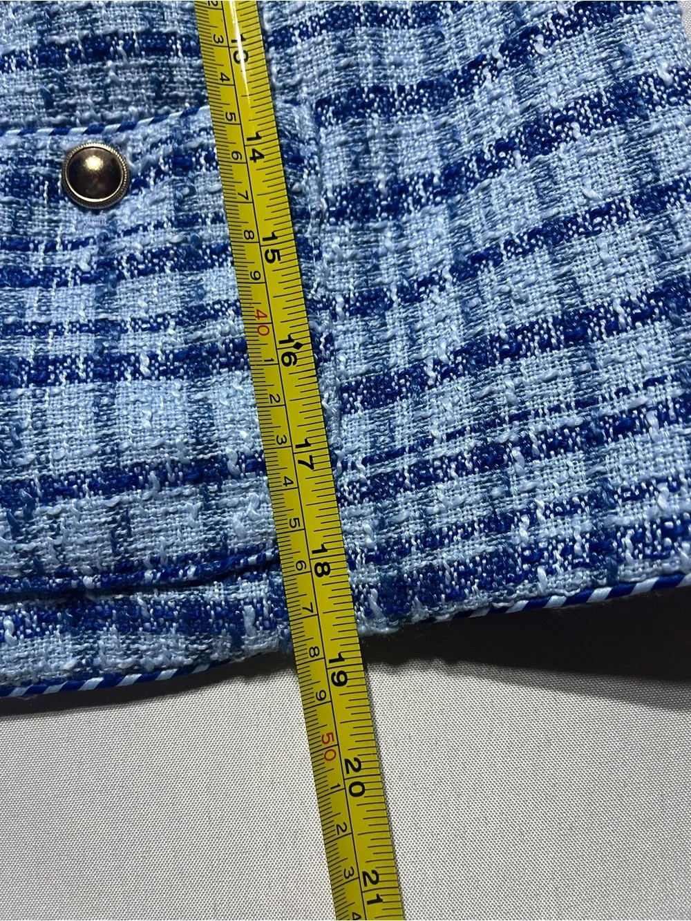 Free Assembly Women’s Large Blue Plaid Tweed Button Front Sleeveless Vest